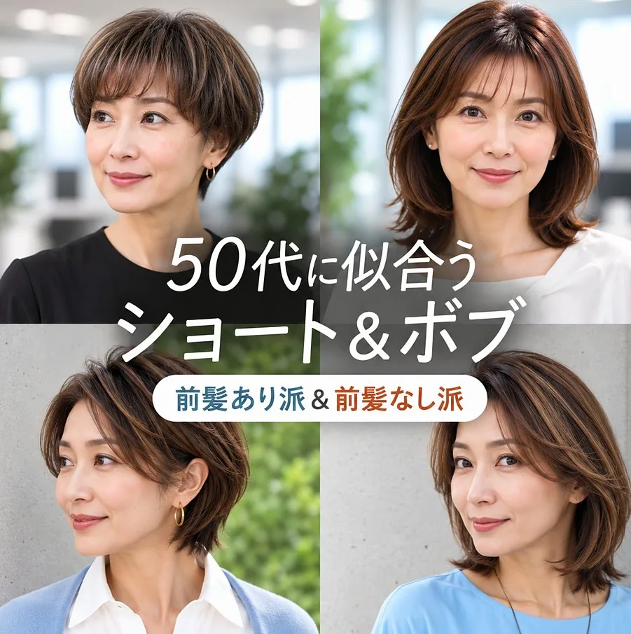 前髪アリ？ナシ？50代に似合う若見えショート＆ボブヘアスタイル集